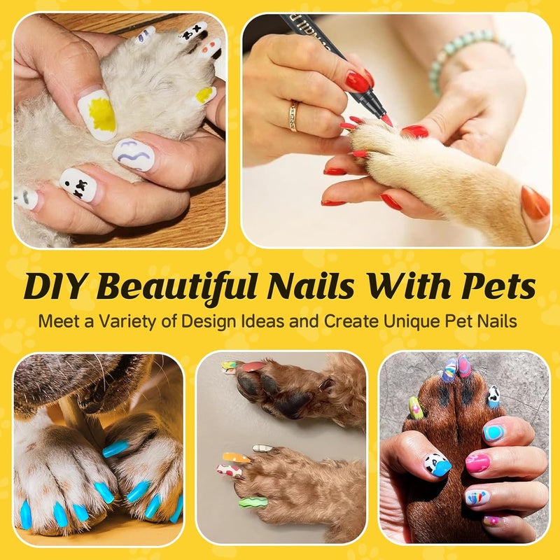 Cherocito Dog Nail Polish Pens Quick Dry,7 Colors Safe Dog Nail Polish Set to DIY Pretty Nails, Ideal Gifts for Dogs Cats Light Dark Nails, Odorless, Non-Toxic, Water-Based Pet Nail Accessories Set - Image 3